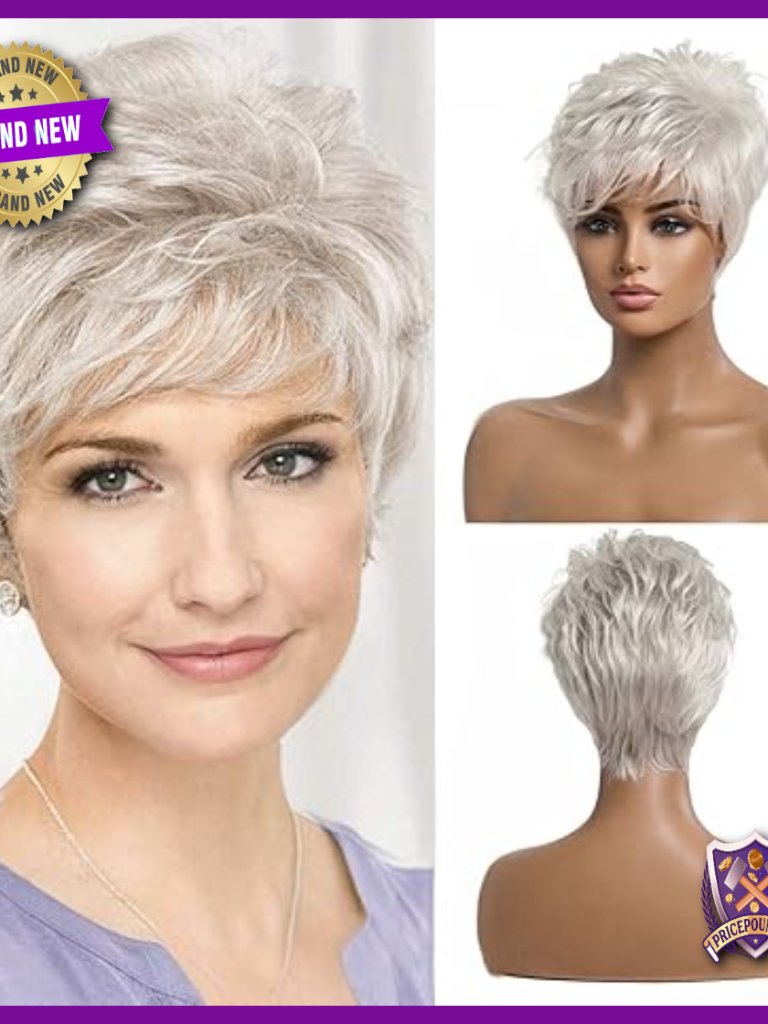 Short Pixie Cut Wig Human Hair Blend Adjustable Cap Daily Wear